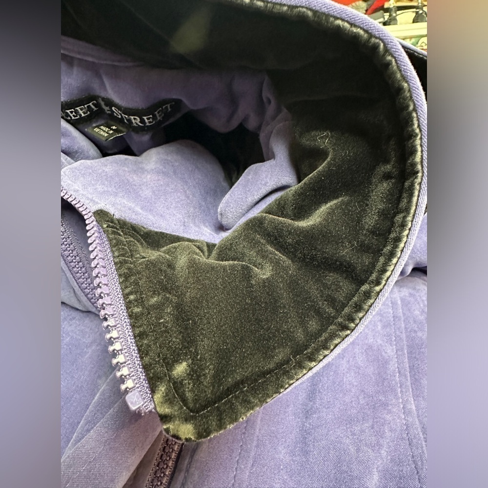 Fleet Street Purple Faux Suede Coat With Detachable Hood Women's Size Medium - Picture 13 of 16